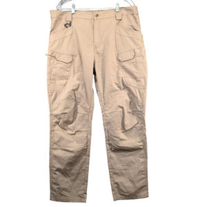 W Brand Men's Multi-Bag Cargo Pants Tan Size 2XL Flat Front Polyester Blend